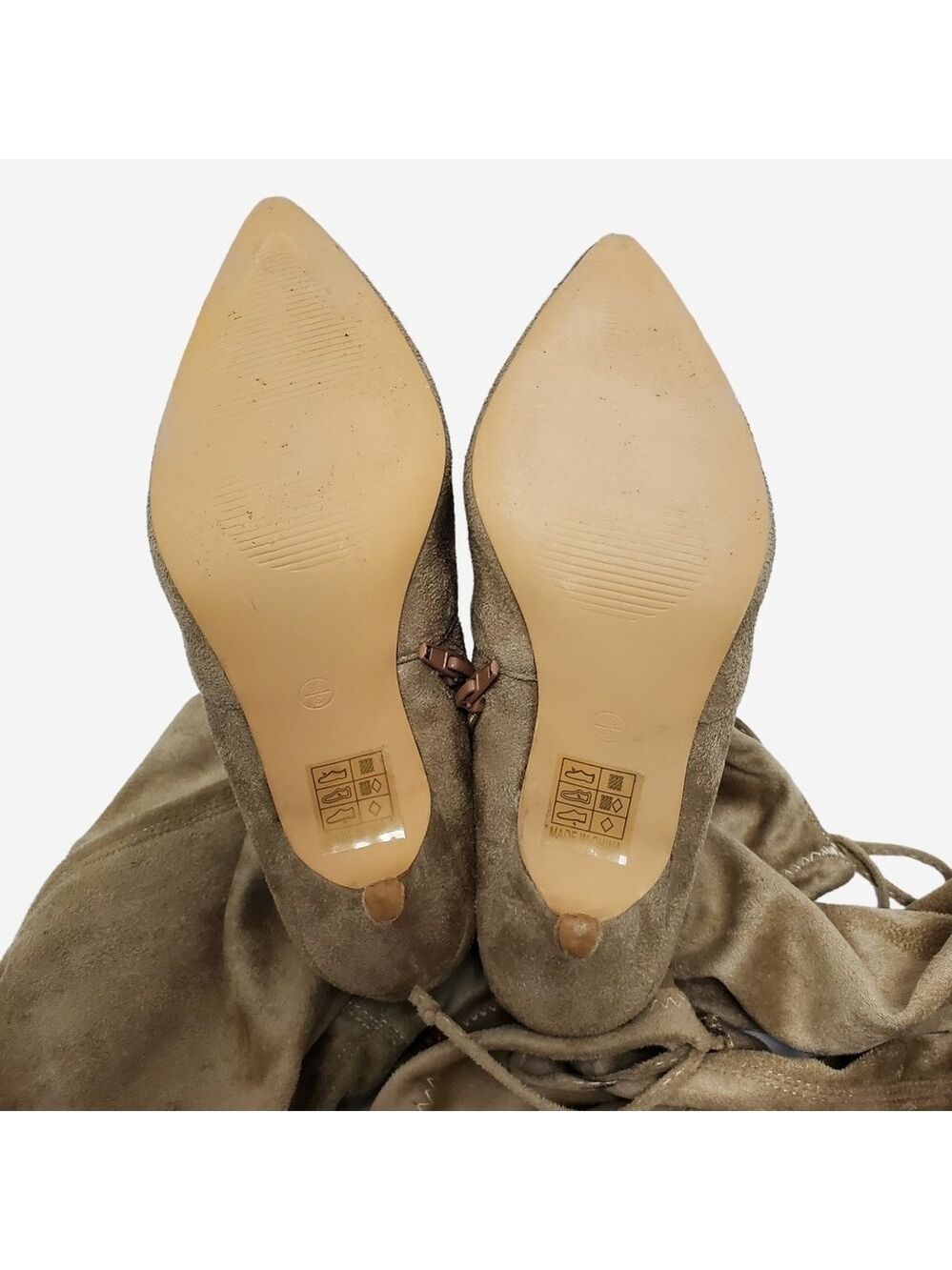 Suede Pointed Toe Over The Knees Thigh High Stretchy Heeled Boot - Picture 9 of 16